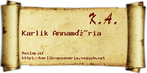 Karlik Annamária névjegykártya